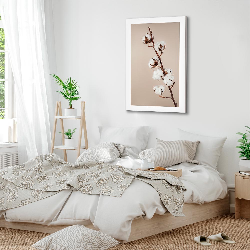 Cotton Flower Botanical Vertical Canvas Print