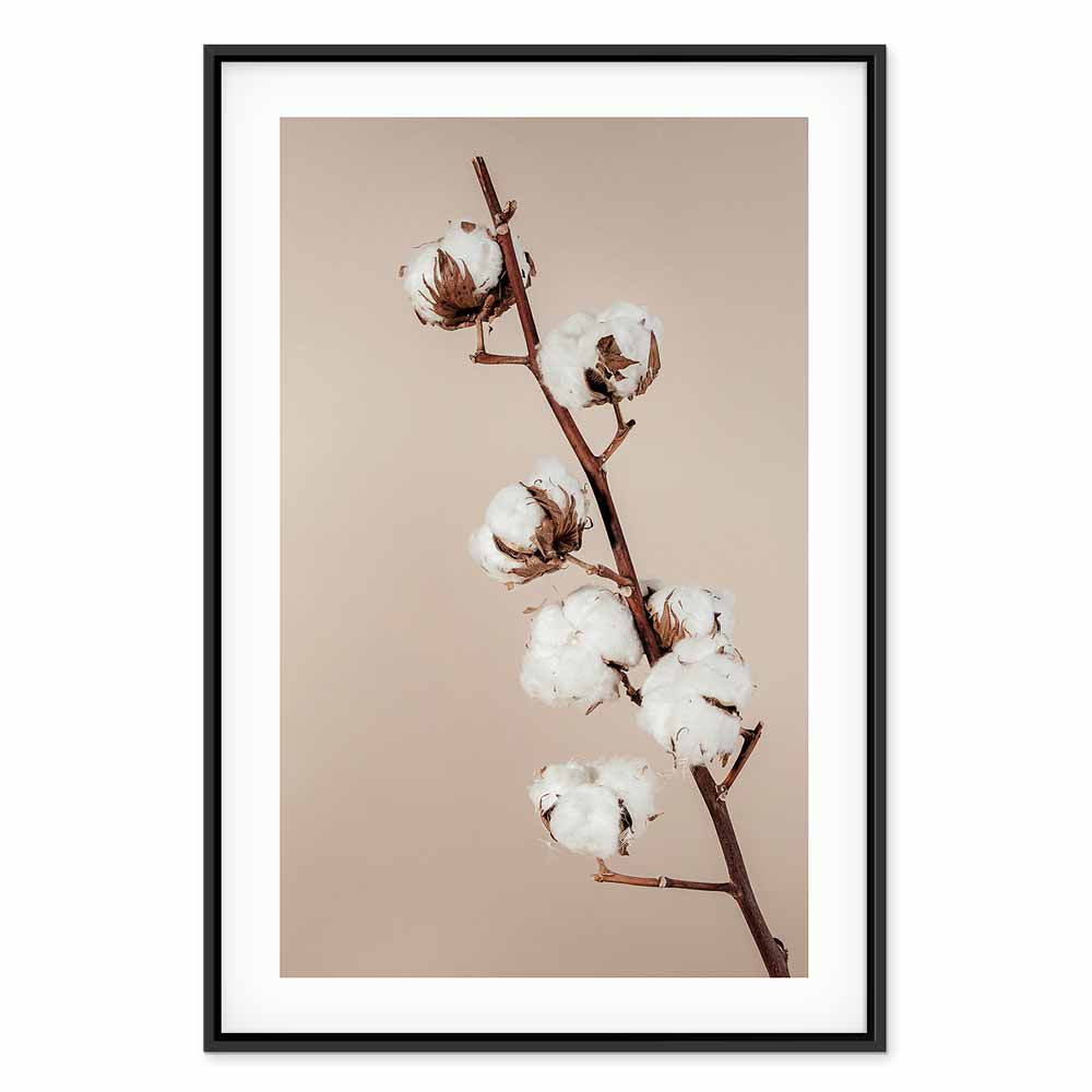 Cotton Flower Botanical Vertical Canvas Print
