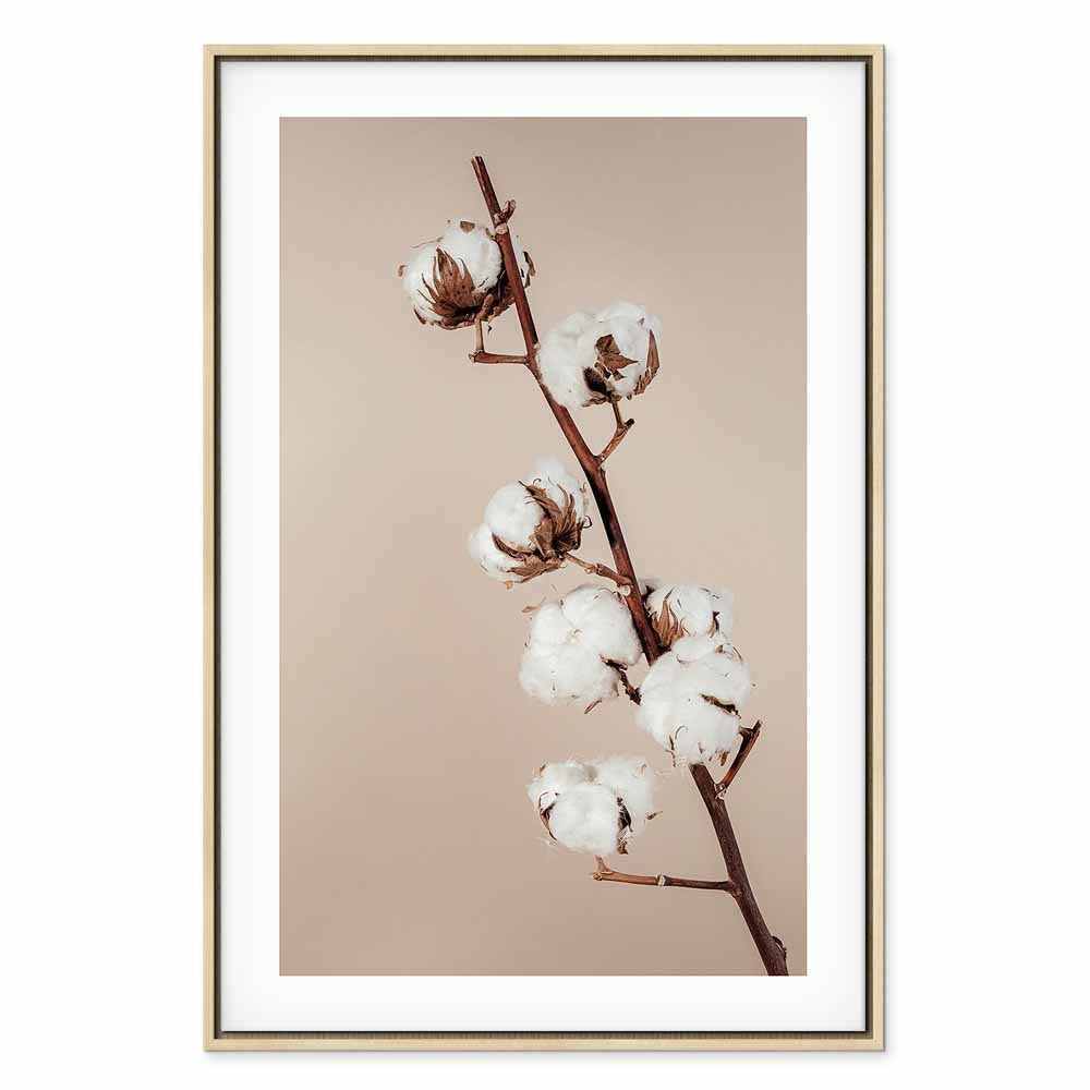 Cotton Flower Botanical Vertical Canvas Print