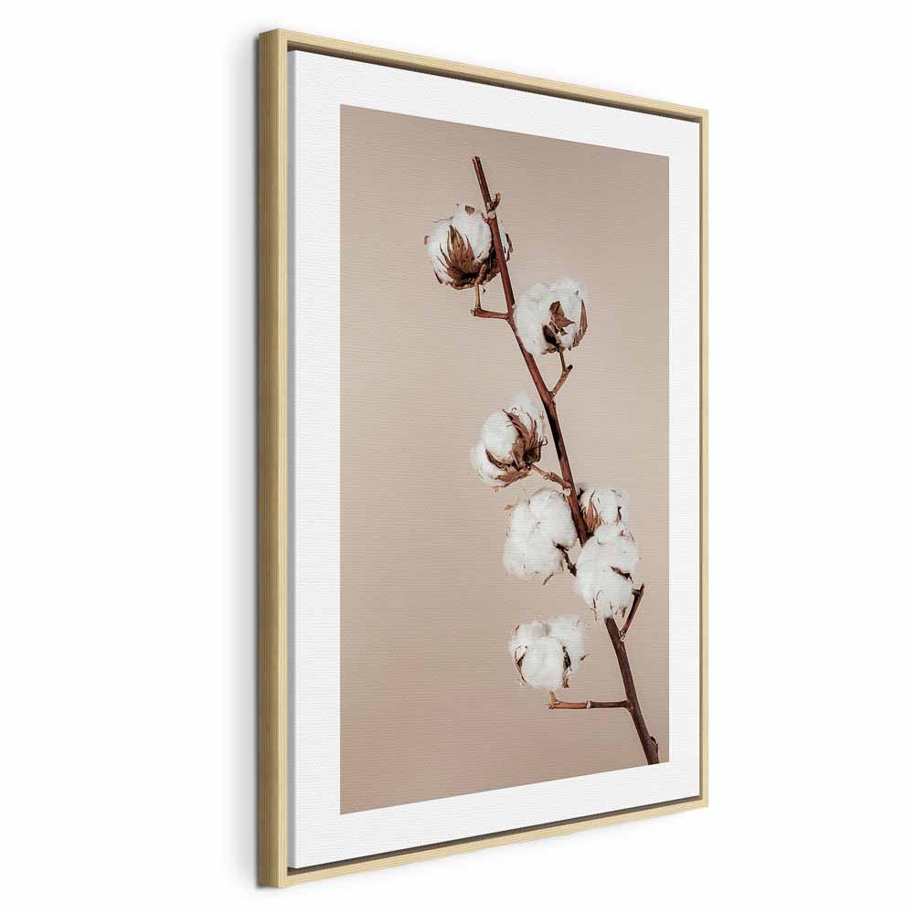 Cotton Flower Botanical Vertical Canvas Print