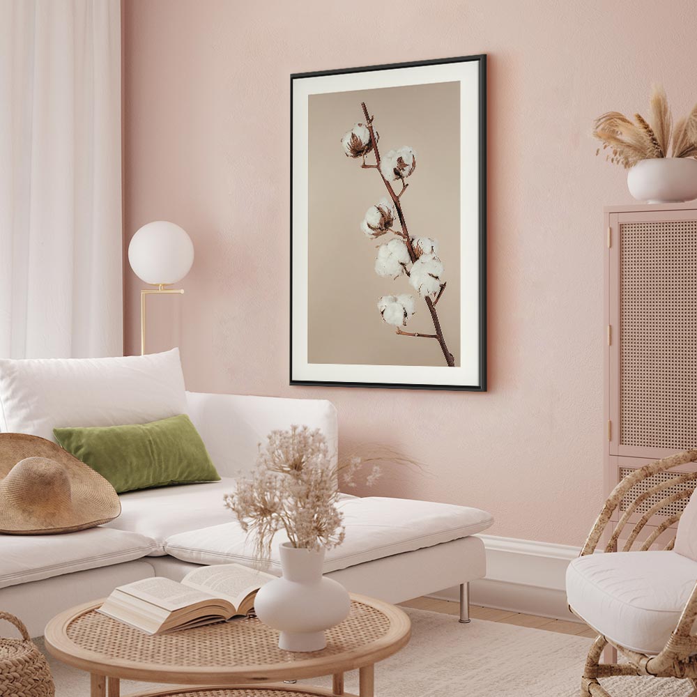 Cotton Flower Botanical Vertical Canvas Print