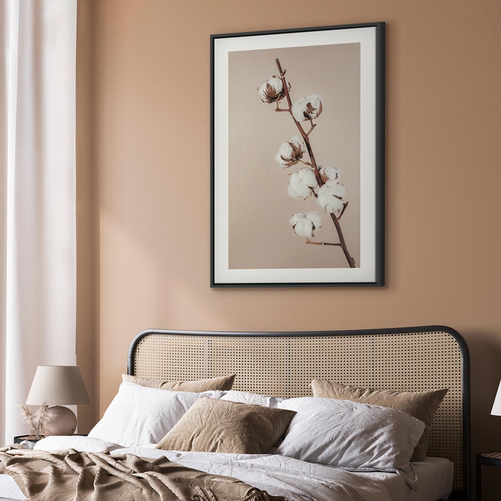 Cotton Flower Botanical Vertical Canvas Print