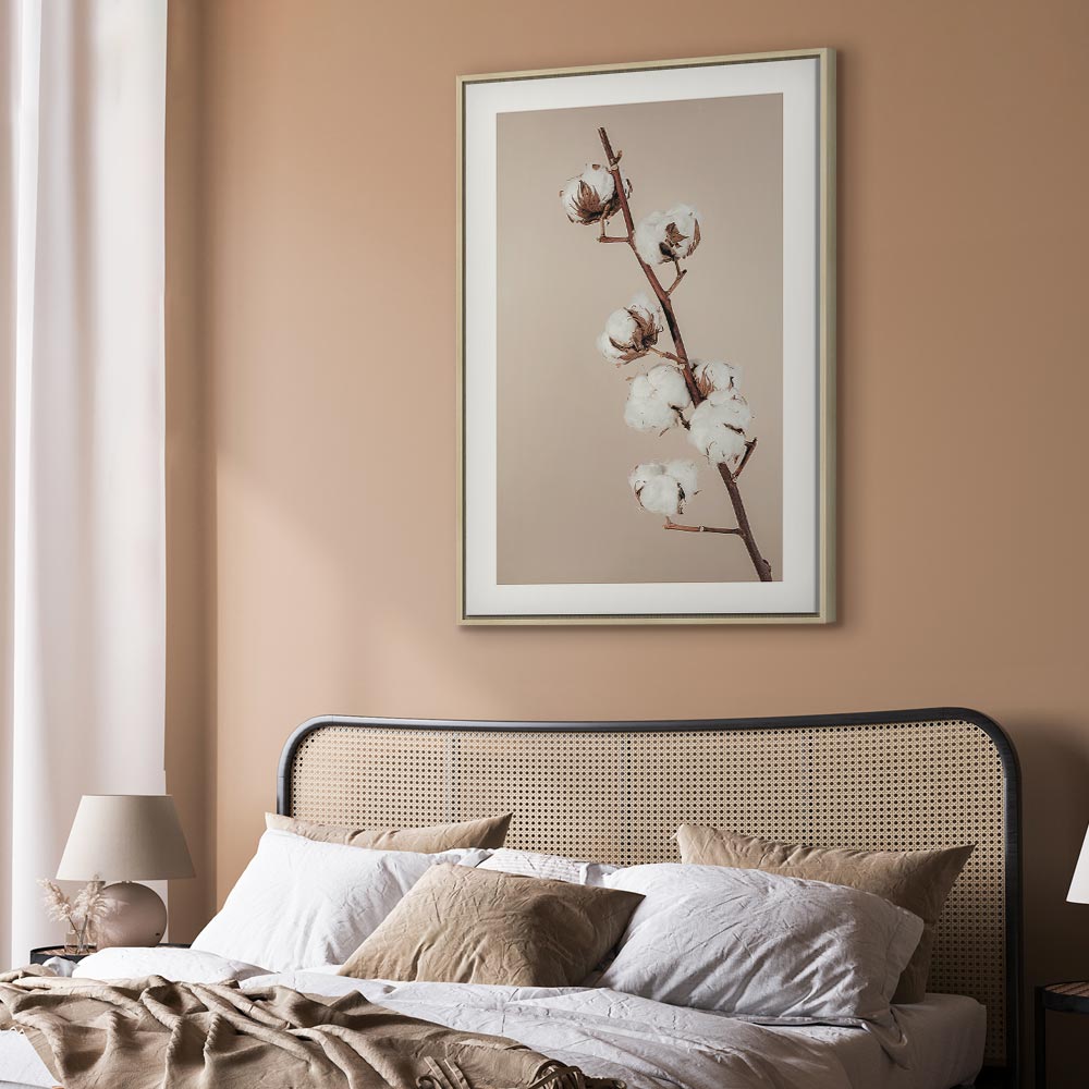 Cotton Flower Botanical Vertical Canvas Print