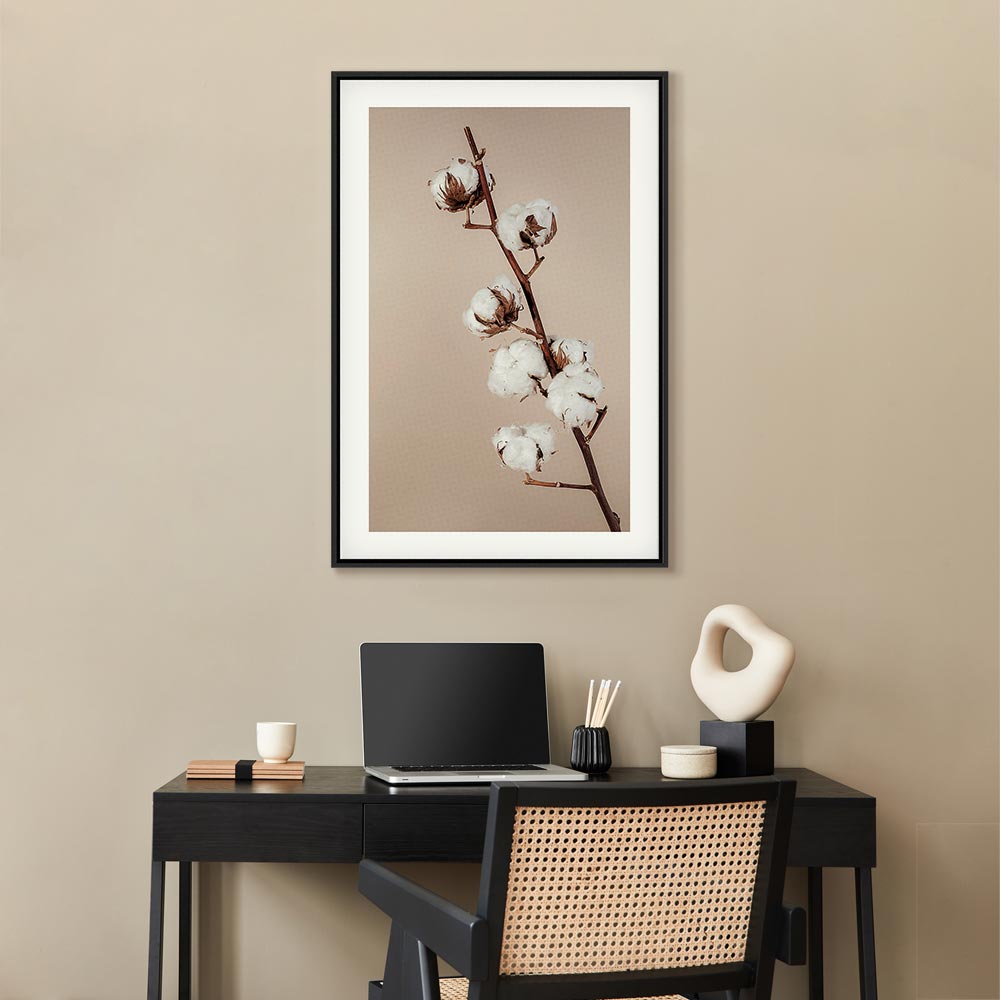 Cotton Flower Botanical Vertical Canvas Print