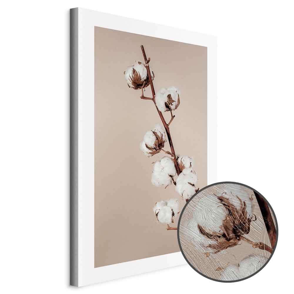 Cotton Flower Botanical Vertical Canvas Print