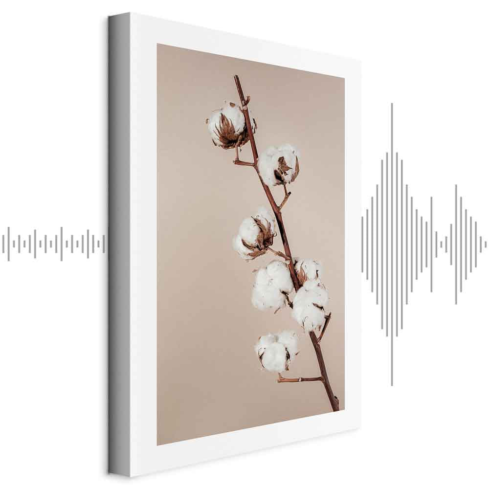Cotton Flower Botanical Vertical Canvas Print