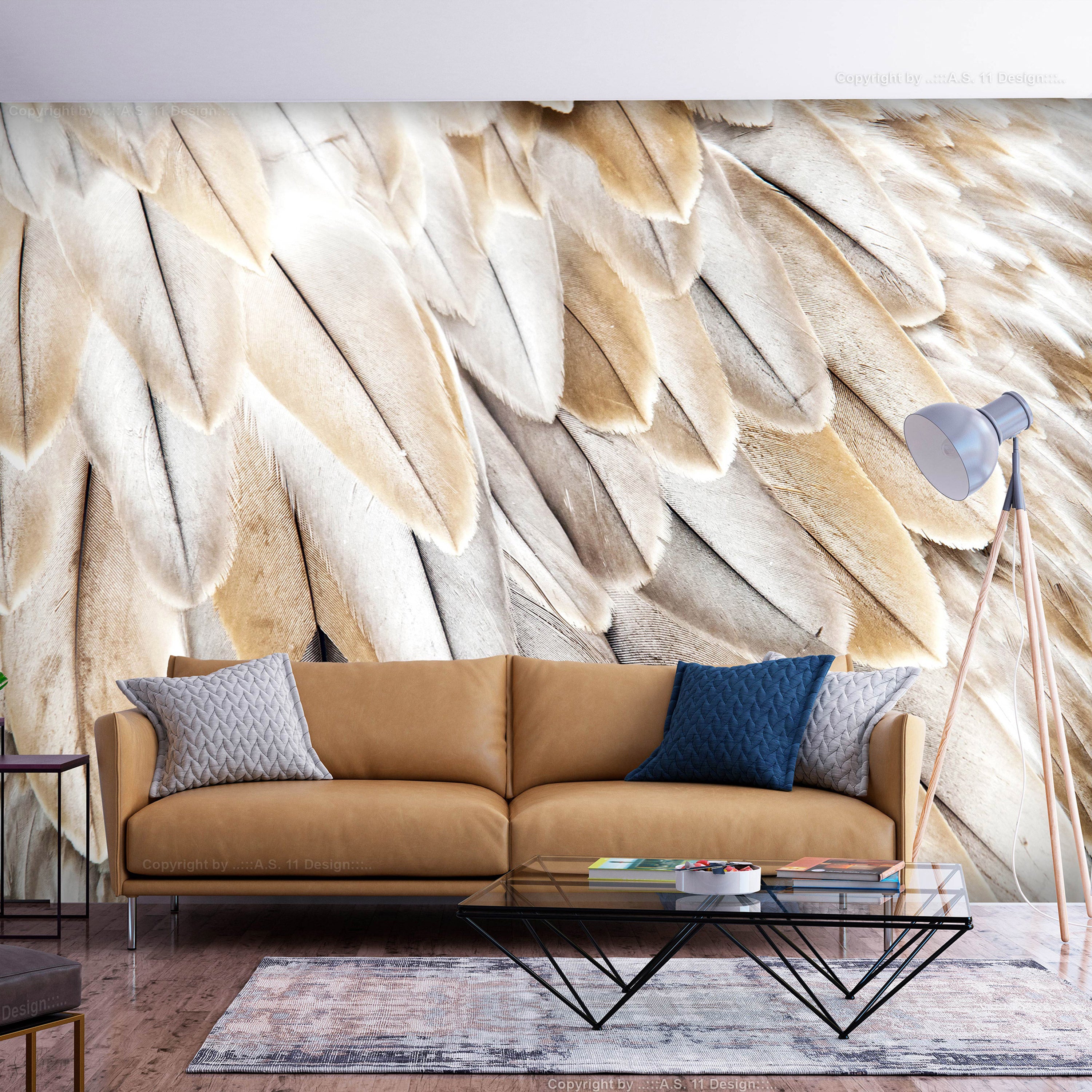 Wall Mural Close-Up of Bird Wings Beige Feathers