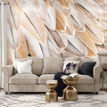 Beige Bird Feather Wings Close-Up Wall Mural