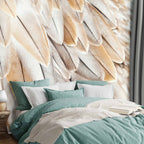 Beige Bird Feather Wings Close-Up Wall Mural