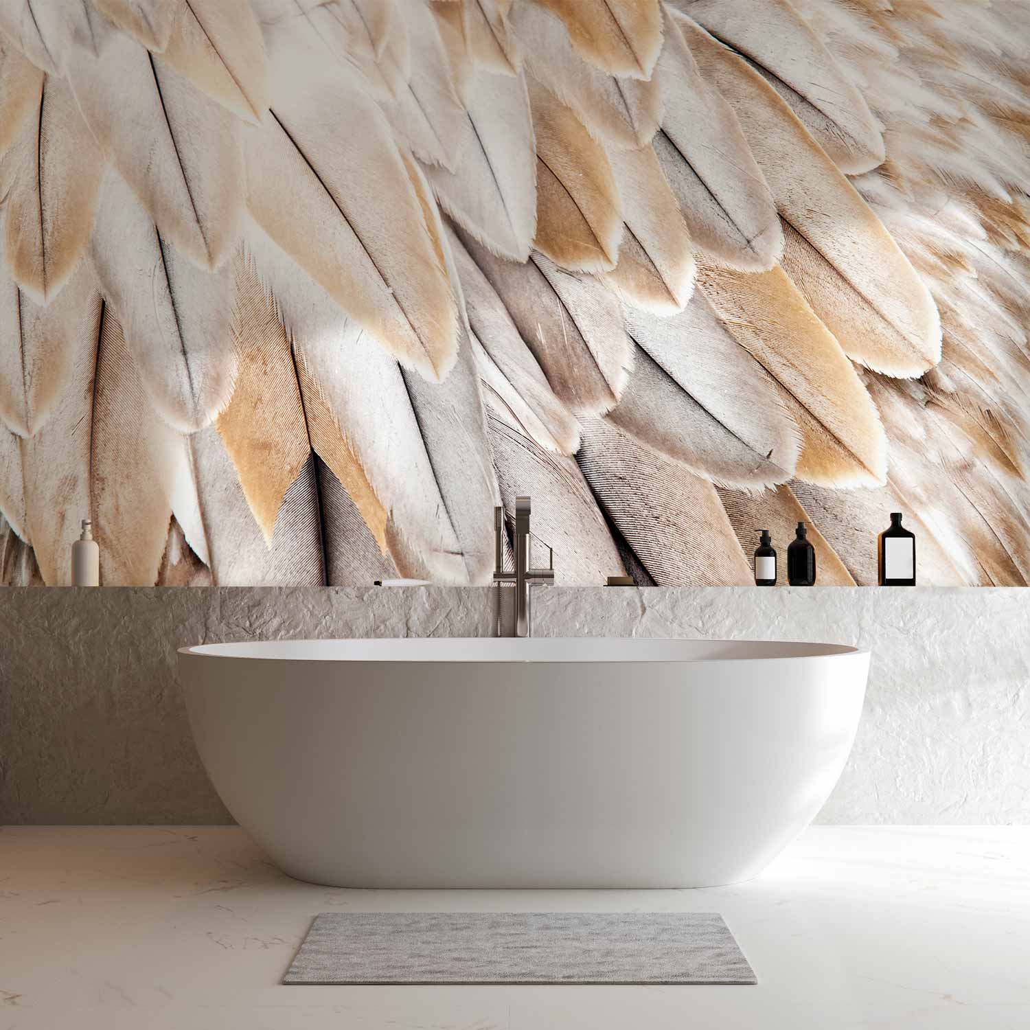 Beige Bird Feather Wings Close-Up Wall Mural