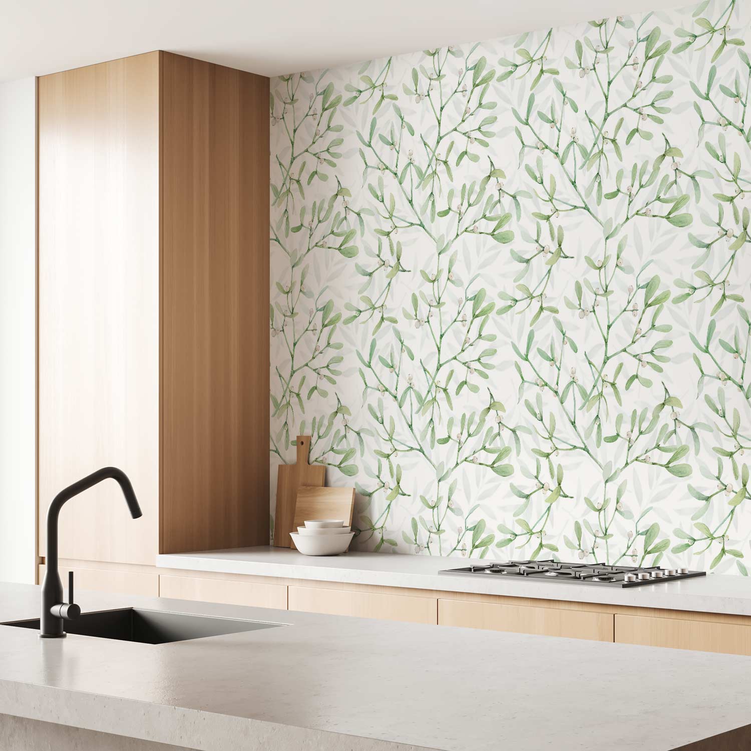 Under the Mistletoe Leaf Pattern Nature Wallpaper
