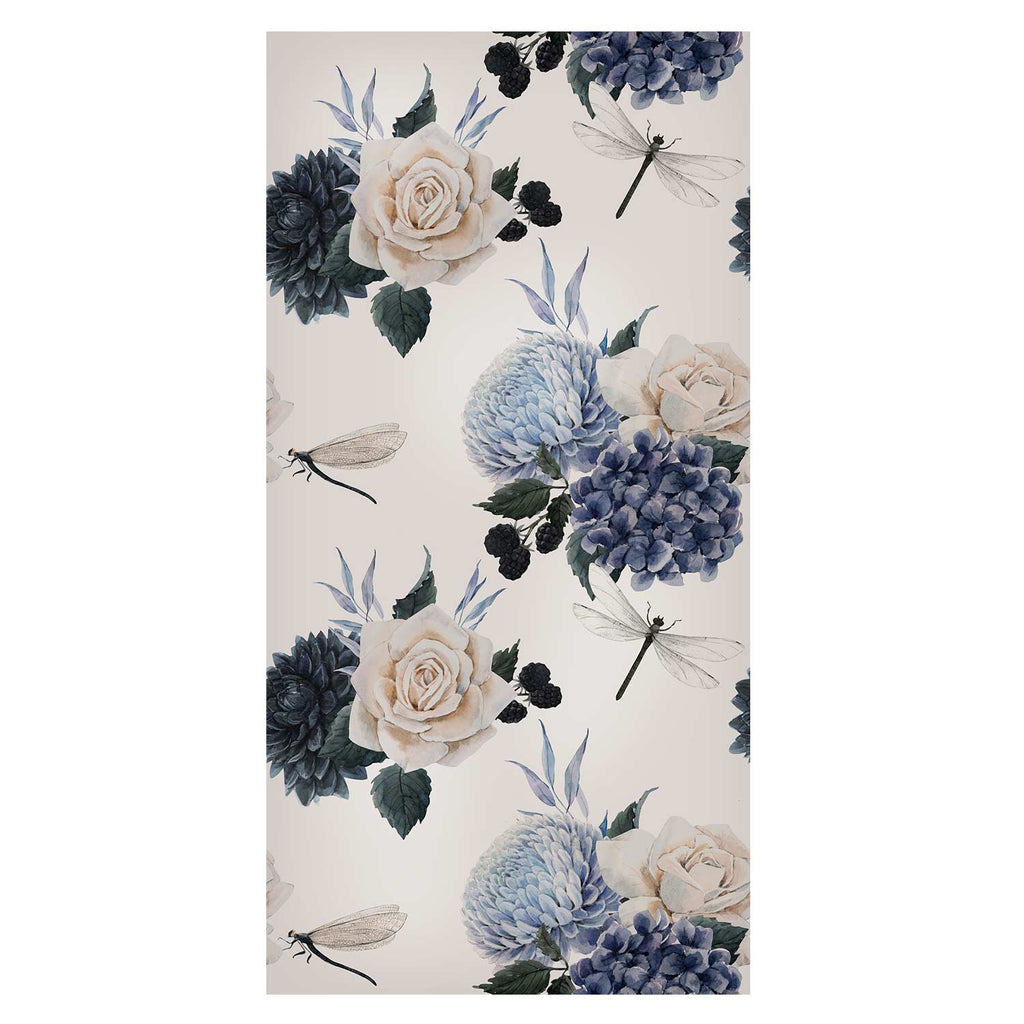 Roses and Hydrangeas Floral Wallpaper