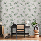 Olive Leaf Pattern Green Wallpaper