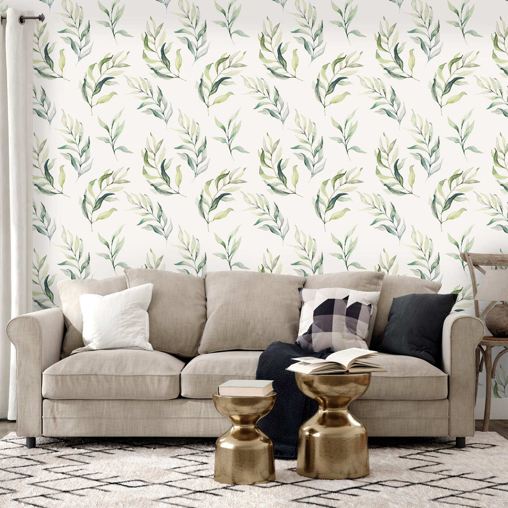 Wallpaper Leaves Dancing Green