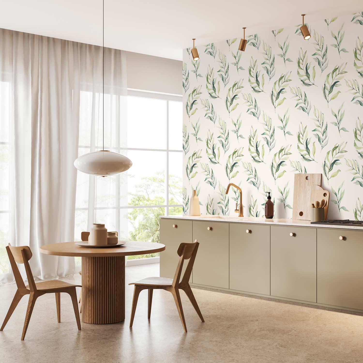 Dancing Green Leaves Nature Wallpaper