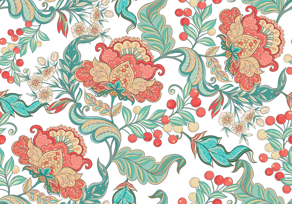 Wall Mural Ethnic Vegetation with Ornamented Flowers