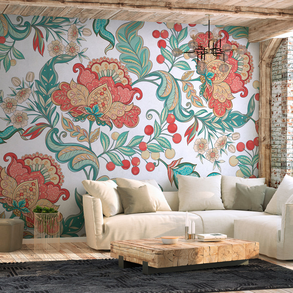 Wall Mural Ethnic Vegetation with Ornamented Flowers