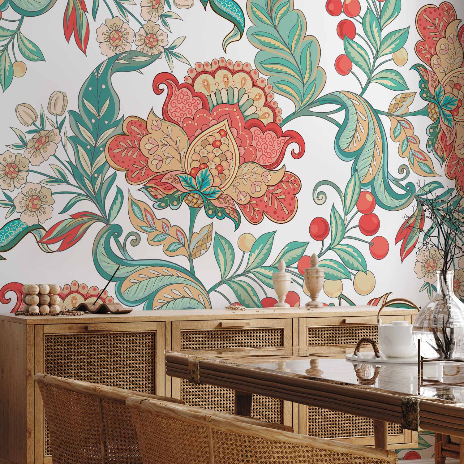 Ethnic Floral Vegetation Wall Mural