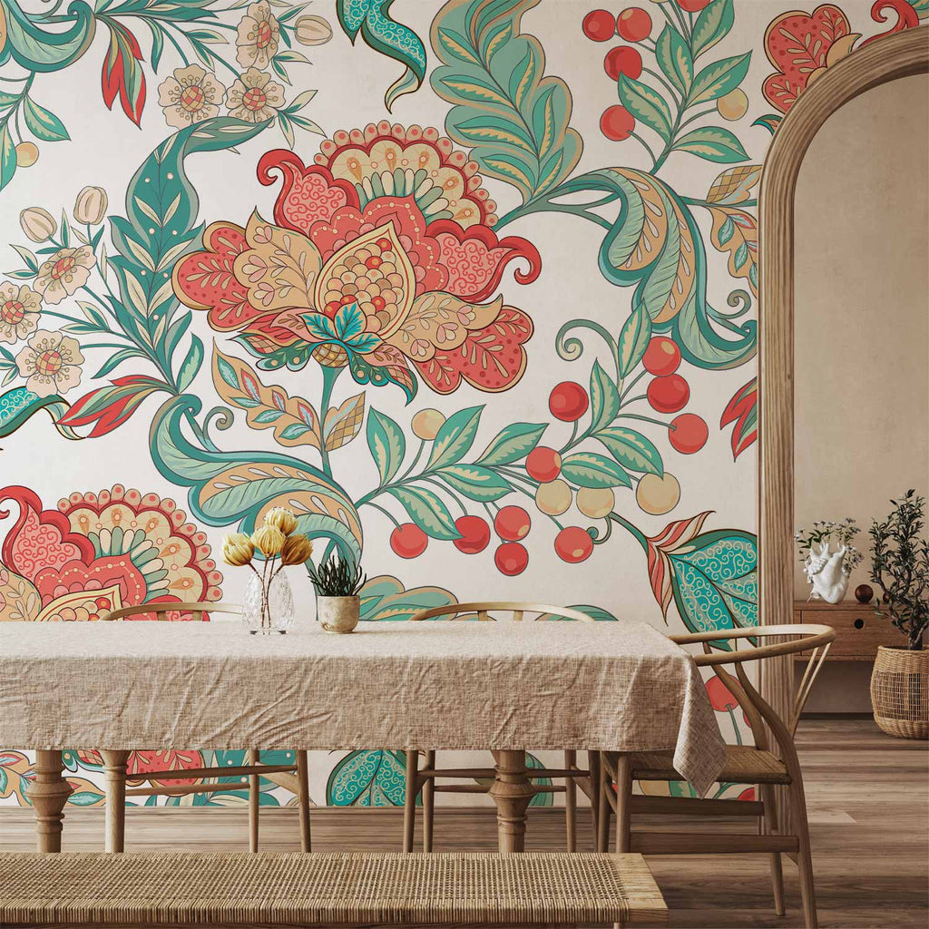 Wall Mural Ethnic Vegetation with Ornamented Flowers