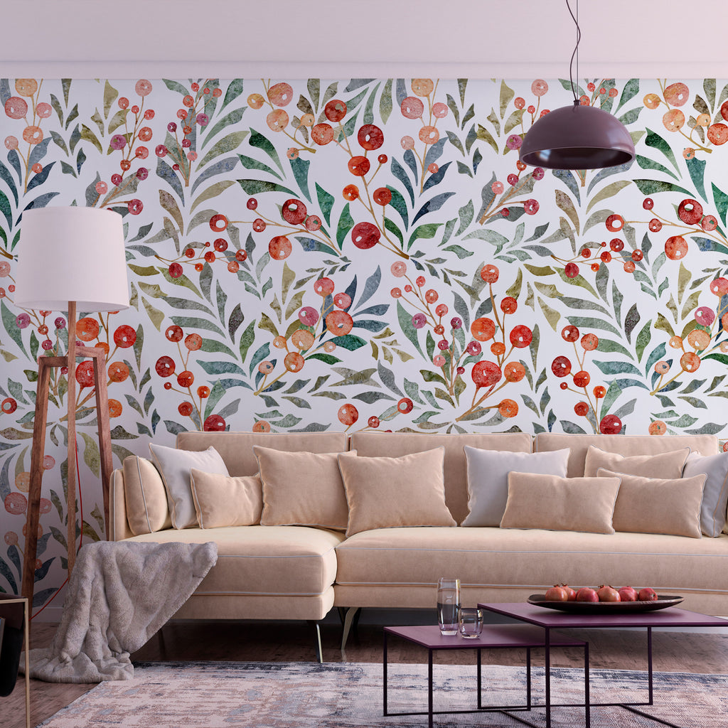 Wall Mural Leaves of Red Berries
