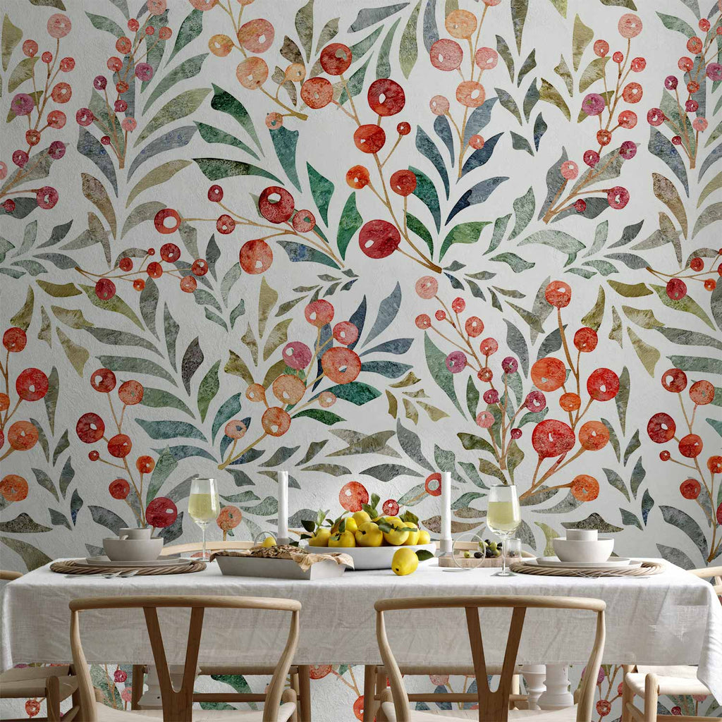Wall Mural Leaves of Red Berries