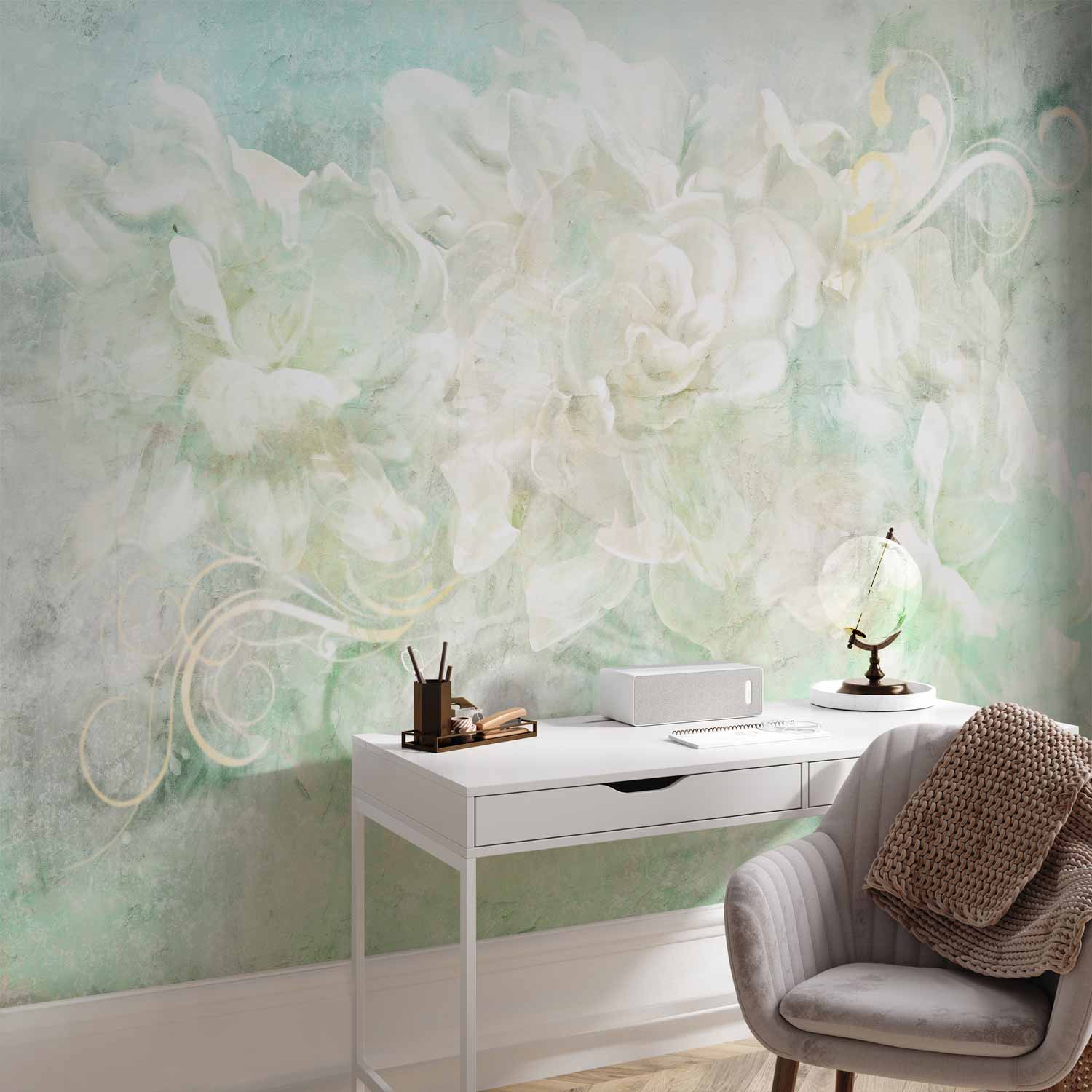 Pastel Floral Abstract Pattern Wall Mural