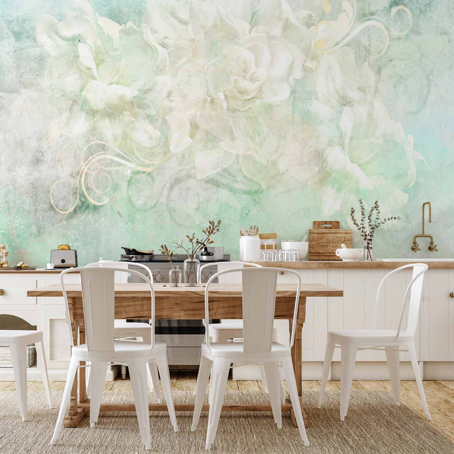 Wall Mural Blossoming Pastels with Floral Motifs