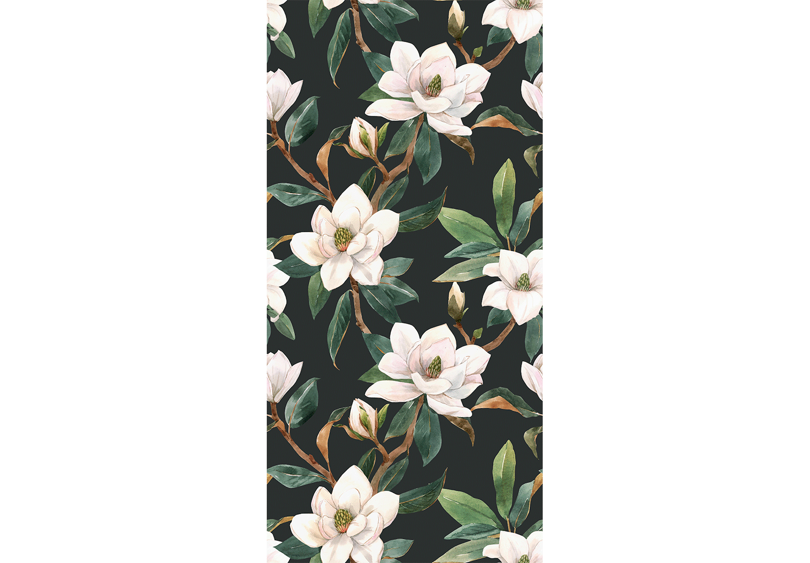 Magnolias White Floral Wallpaper
