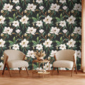 White Magnolia Floral Wallpaper