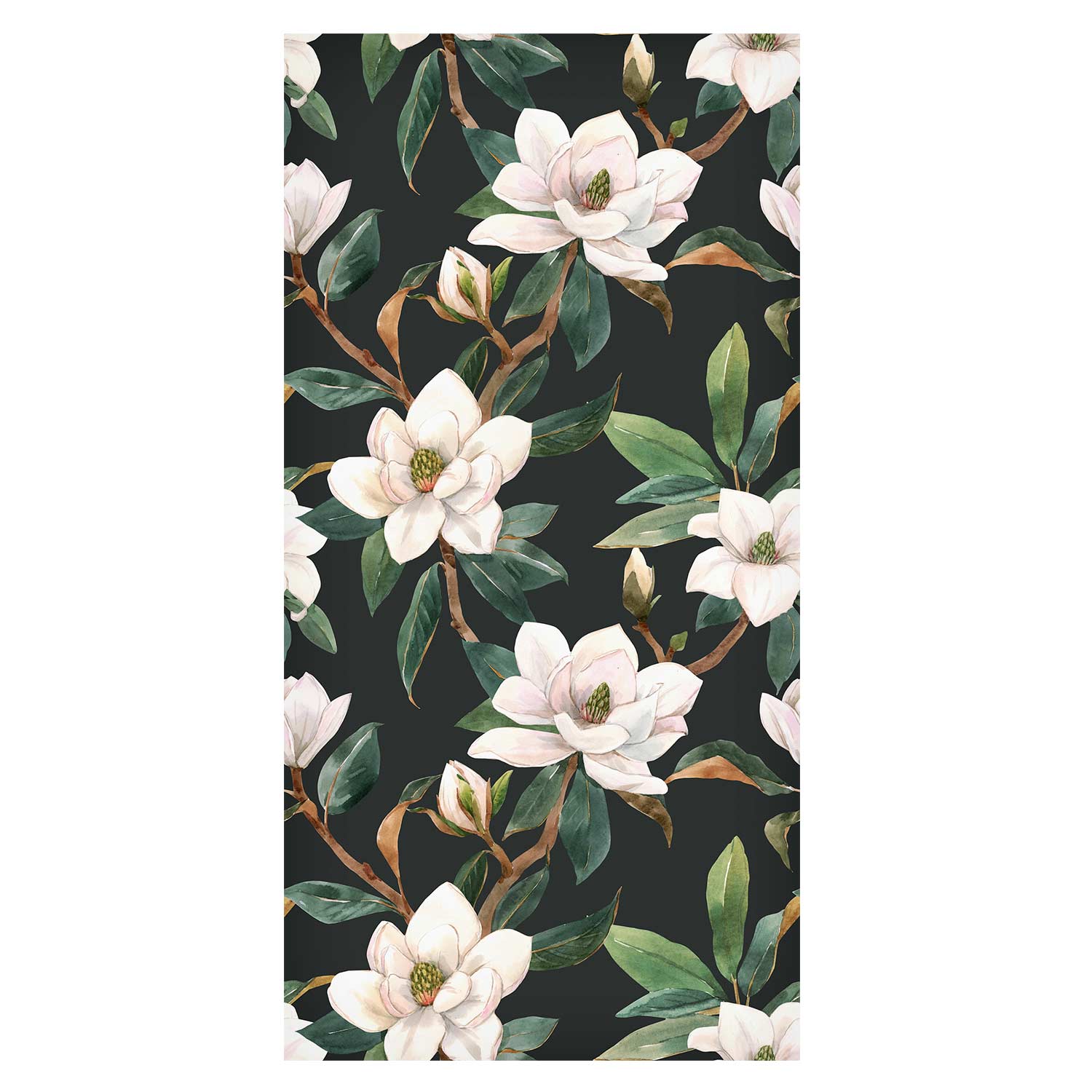 White Magnolia Floral Wallpaper