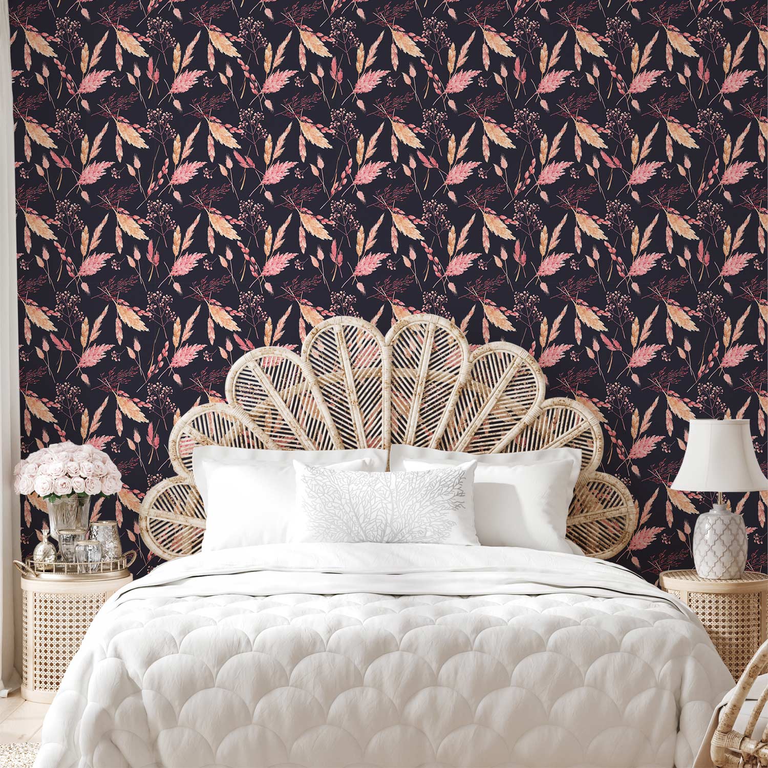 Pink Grass Floral Nature Wallpaper