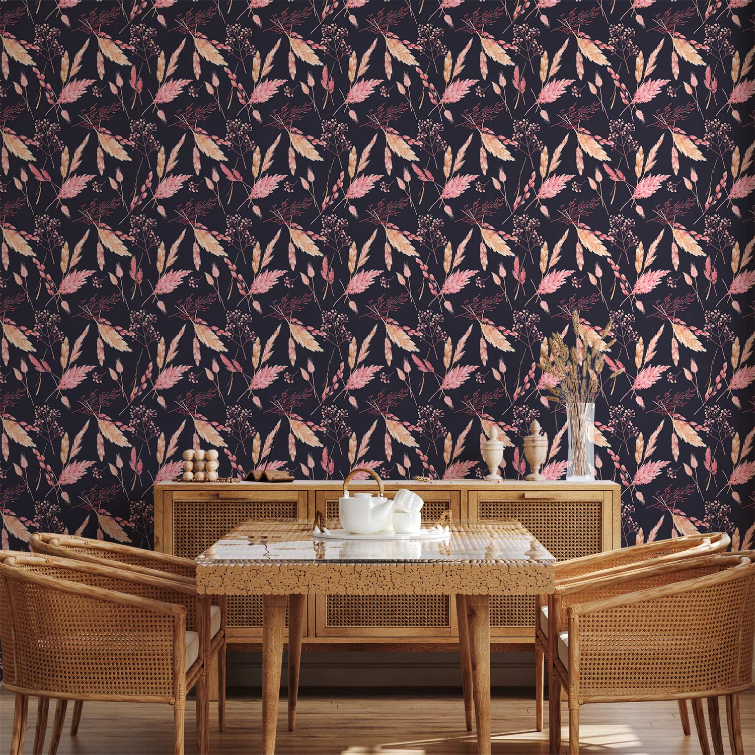 Pink Grass Floral Nature Wallpaper