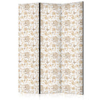 Raumteiler – Beigetöne der Natur – Blumen und Schmetterlinge auf weißem Hintergrund – Illustration