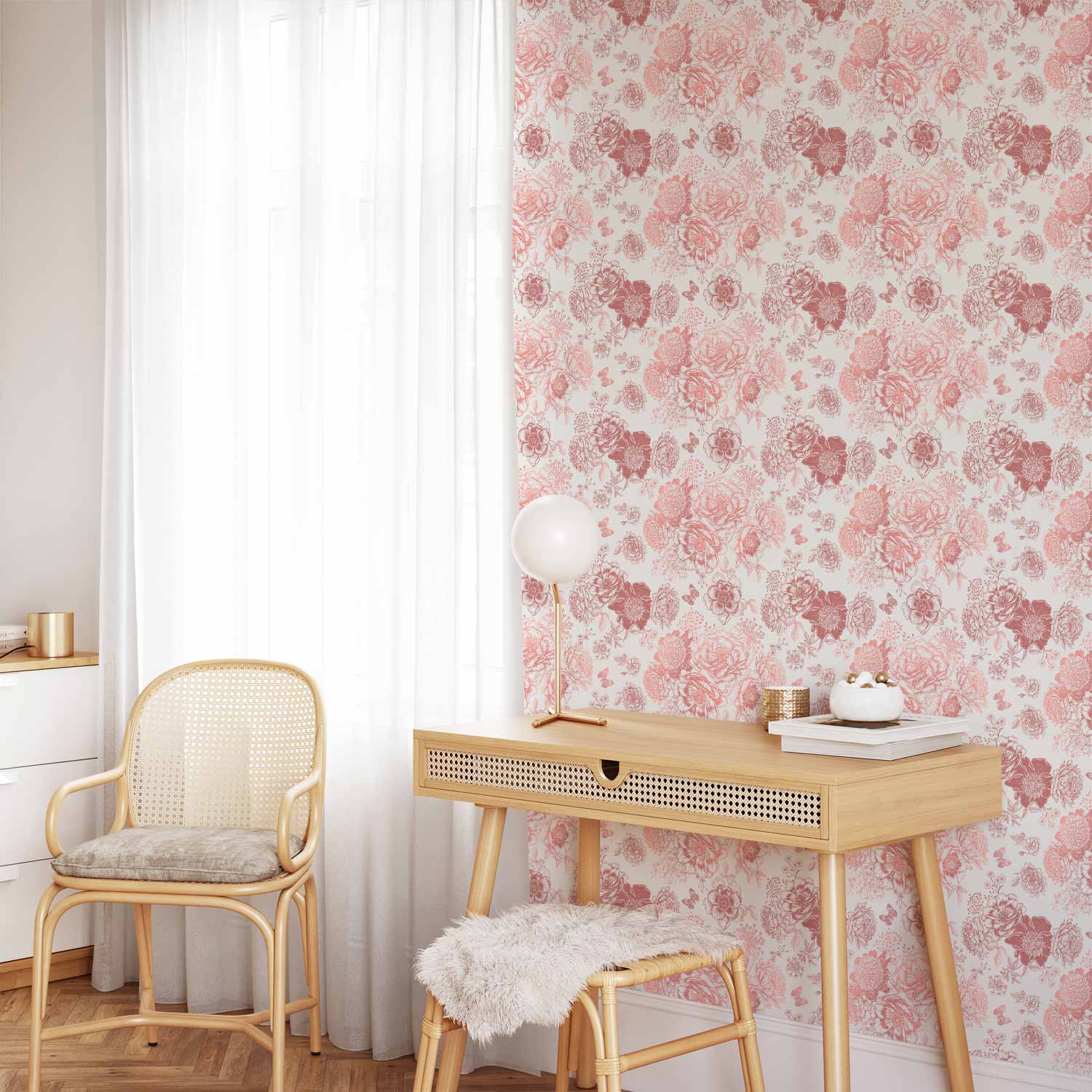 Pink Flower Pattern Floral Wallpaper