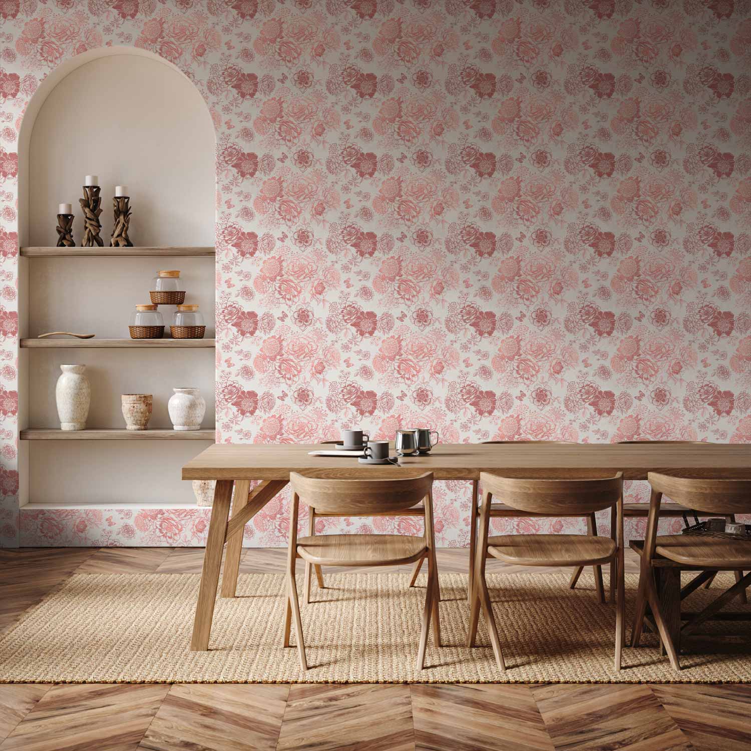 Pink Flower Pattern Floral Wallpaper