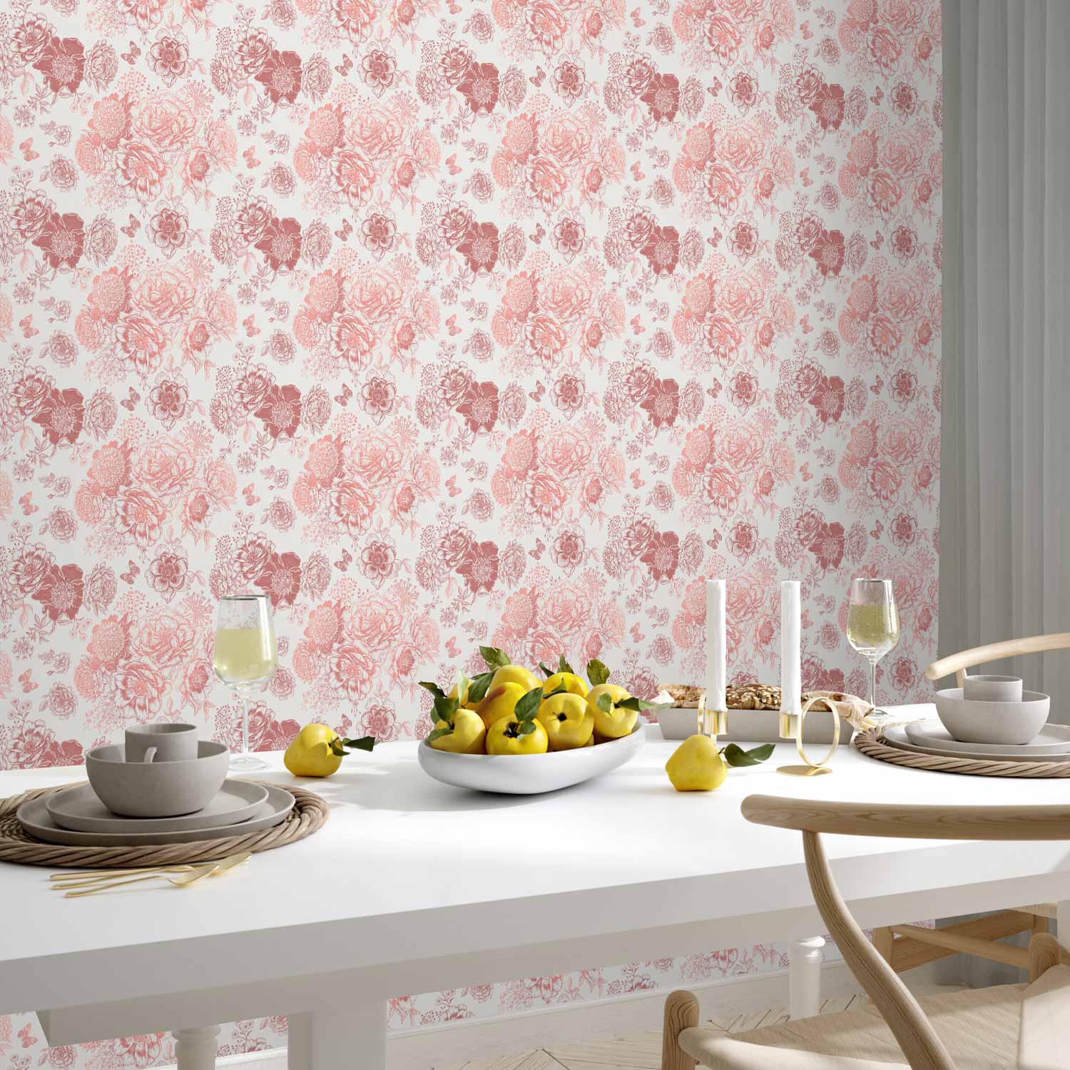 Pink Flower Pattern Floral Wallpaper