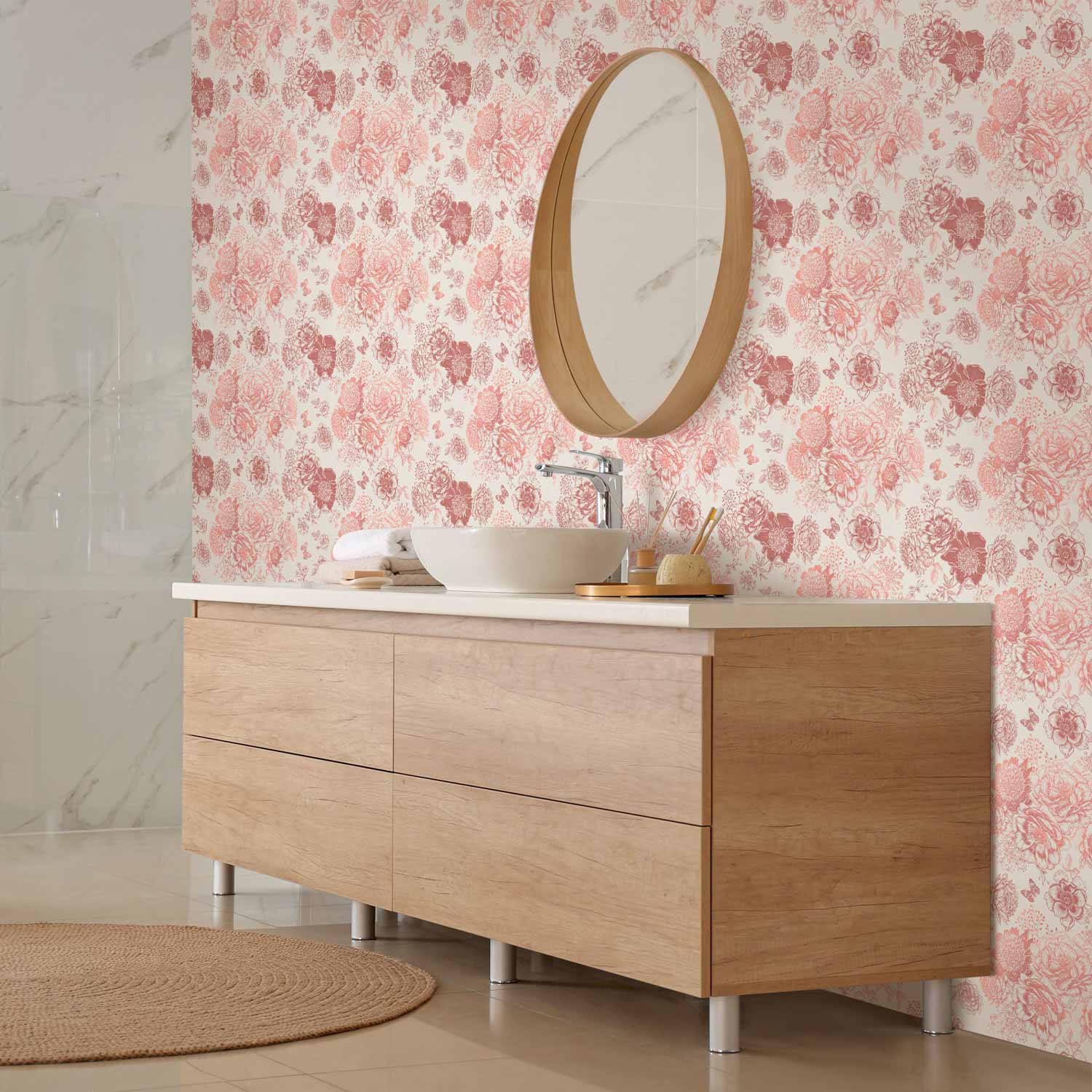 Pink Flower Pattern Floral Wallpaper