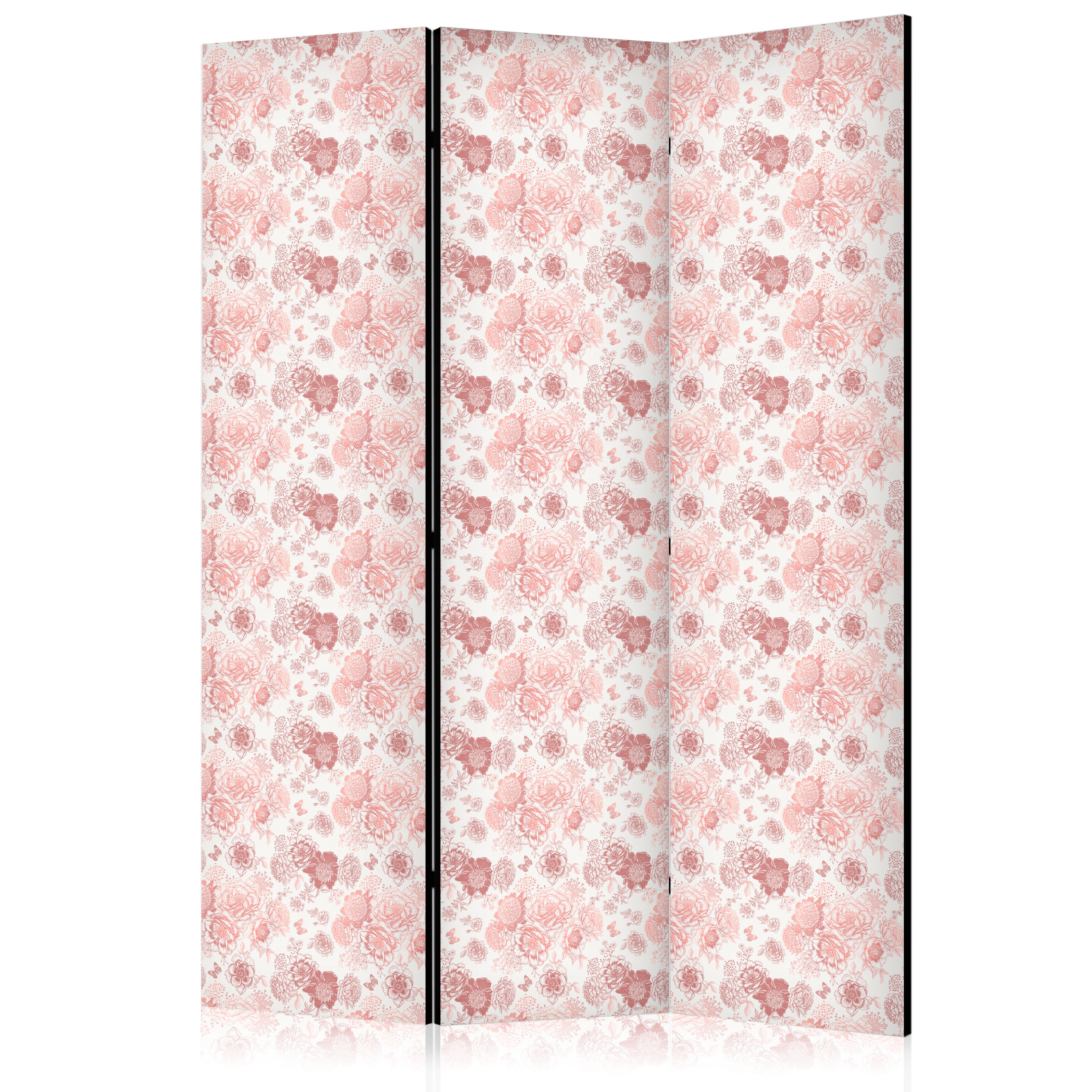 Room Divider - Pink Blossoming Flowers on White Background