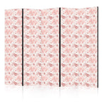 Room Divider Pink Blossoming Flowers on White Background