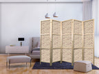 Japanese Room Divider - Beige Nature of the Forest - Mushrooms Flowers and Herbs on a Light Background