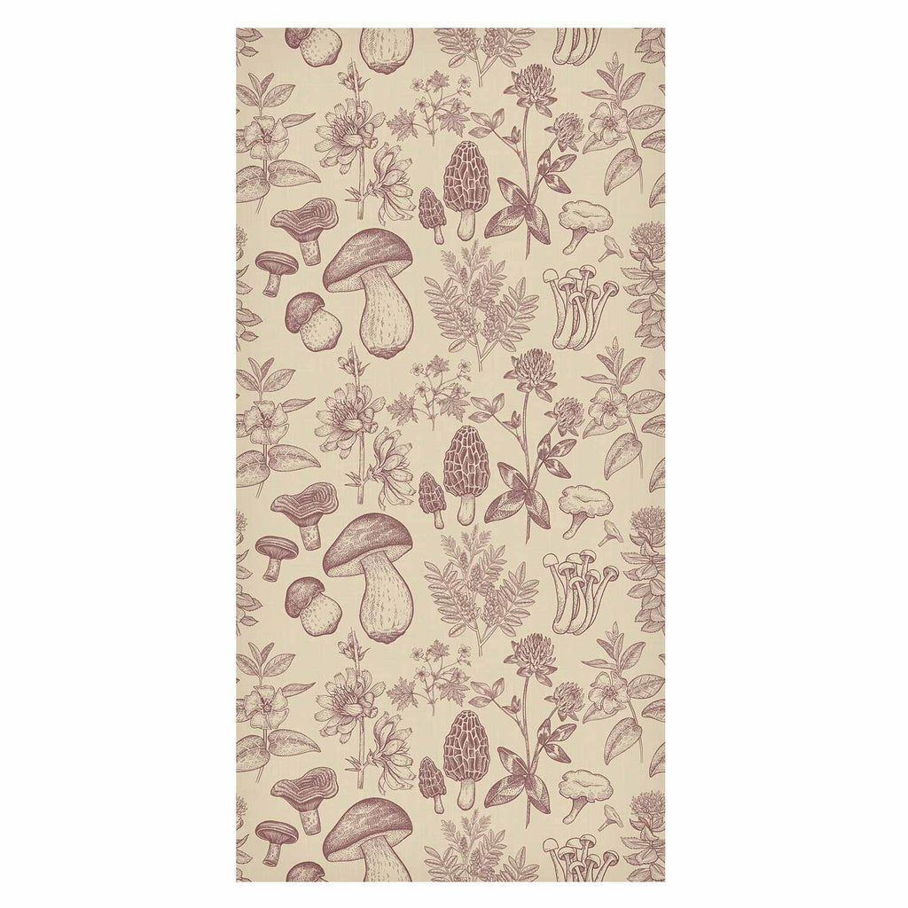Beige Mushrooms and Herbs Botanical Wallpaper