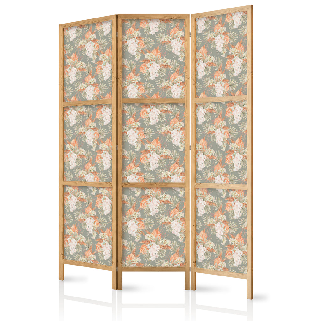 Japanese Room Divider 3-Panel Floral Screen