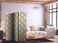 Exotic Flower Bouquets Grey-Green 3-Panel Room Divider