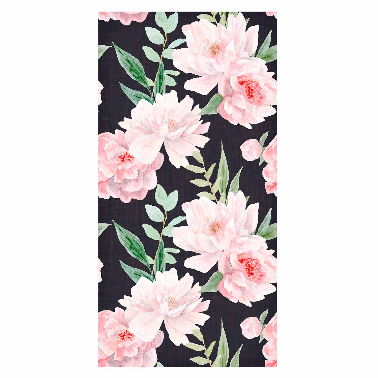 Peonies on Graphite Background Floral Wallpaper