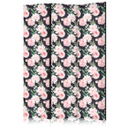 Raumteiler mit Pfingstrosen, rosa Blüten und grünen Blättern (3-teilig)