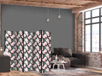 Room Divider Peonies Pink Flowers Graphite
