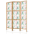 Japanese Room Divider with Peonies and Pink and White Flowers