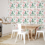 White Peonies Floral Wallpaper