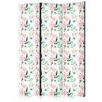 Raumteiler – Pfingstrosen – Rosa und weiße Blüten und grüne Blätter auf weißem Hintergrund