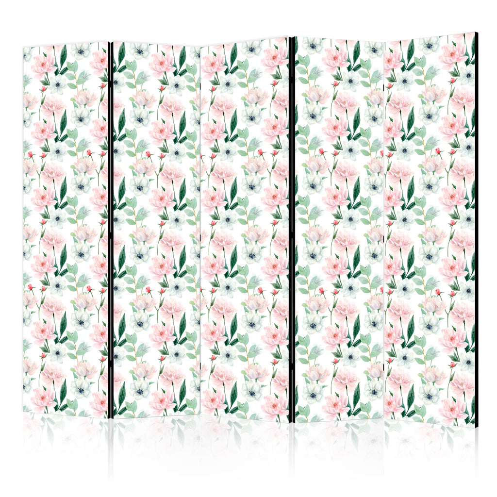 Room Divider Peonies on White Background